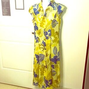 Vintage Sheer palm print cover up by Kiko Bay yellow L